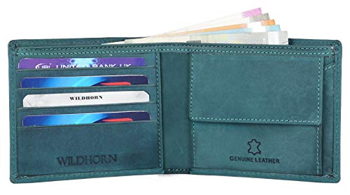 Image of WILDHORN Wildhorn India Blue Hunter Leather Men's RFID Wallet (654695)