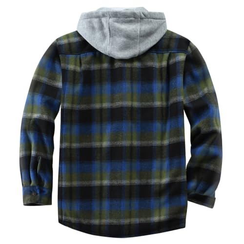 Image of Men's Cotton Plaid Shirt Jacket Fleece Flannel Sherpa Button Down