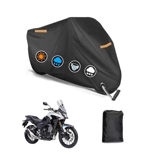 バイクカバー ホンダ 400X 専用 バイクカバー バイクボディーカバー 3つの反射ストリップ 原付カバー UVカット 凍結防止カバー 車体カバー 盗難防止 ワンタッチバックル付き ロック穴付き オールシーズン対応 【収納バッグ付き】