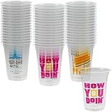 Fun Express 4 1/2' 16 oz. Bulk 50 Count Friends Quotes Disposable Plastic Cups