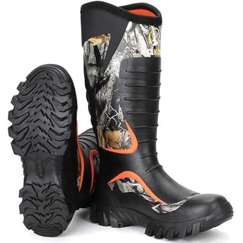 Kalkal Hunting Boots, Waterproof Rubber Rain Boots for Men, Insulated Anti-slip Mud Boots with 6mm Neoprene, Durable Outdoor Work Boots for Hunting (Next Camo G2) Cover