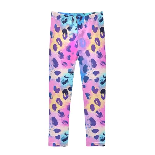 KLL Holographic Leopard Print on Gradient Toddler Girls Cotton Pants Casual High Waisted Yoga Pants Sports