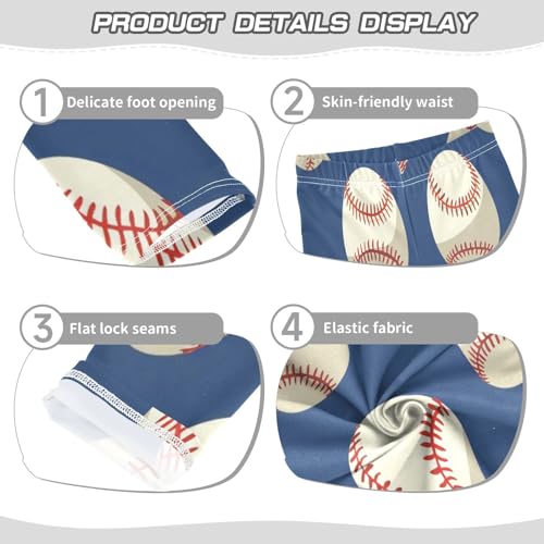 Toddler Girls Leggings Printed Yoga Pants Leggings Blue Background Baseball for Kids3