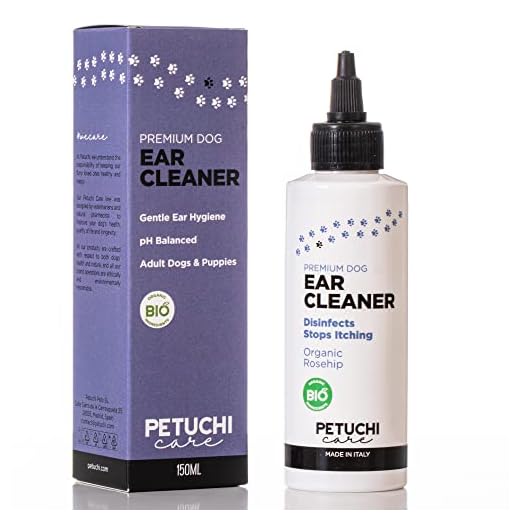 PETUCHI Gotas de Oidos para Perros; Desinfecta y Detiene el Picor; Limpia Orejas de Perros Suavemente; 150ml