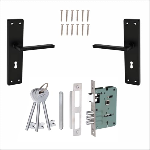 Image of Milton 8 Inch Aluminum Mortise Lock Set - MSS-2002 Black