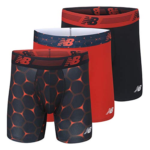 Image of New Balance Men's Performance Boxer Briefs with Fly, Breathable Stretch Underwear, Moisture Wicking, Soft Waistband (3 Pack)