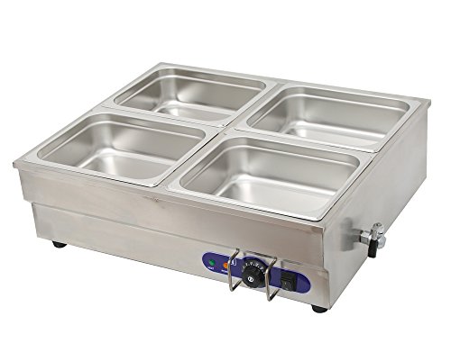 Techtongda 4-Pan Counter Top Warmer Bain-Marie Buffet Food Warmer 110V 1500W #TOP2
