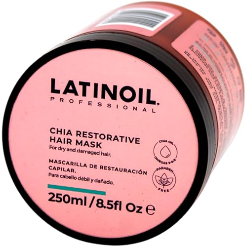 LATINOIL - Chia Oil Hydration Hair Mask, Hair Mask for Damaged Hair, Deep Conditioning Hair Mask with Chia Oil, Antioxidants and Omega 3-6-9, Hair Treatment for Dry Damaged Hair, 250 mL