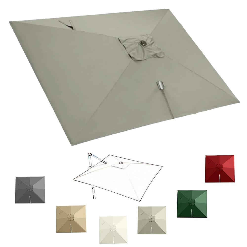 LRZPTDYU This 8x8ft Cantilever Umbrella Replacement Canopy Fade Resistant Square Patio Top Cover for Offset Umbrellas 2.5x2.5m Fabric 8 Ribs