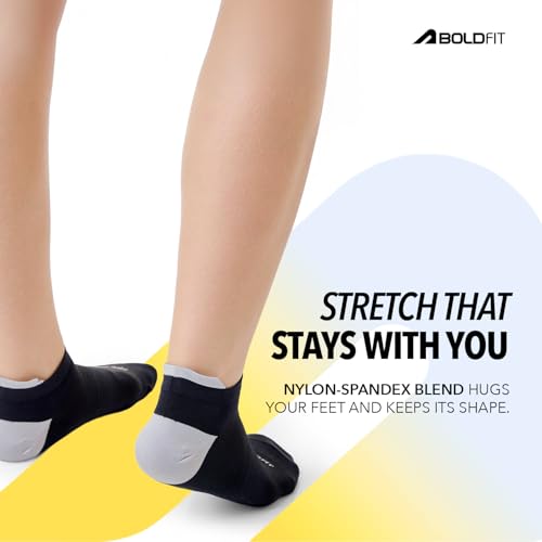 Image of Boldfit No Show Loafer & Ankle Socks for Men & Women Dry Fit Stretchable, Anti Odour & Moisture Absorbent Anti Slip Grip Sports & Gym Socks for Running, Walking & Everyday Wear, Multicolor, Pack of 3
