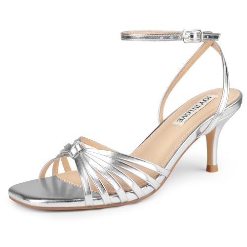 Image of JOY IN LOVE Women's Kitten Low Strappy Heels Ankle Strap Heeled Sandals
