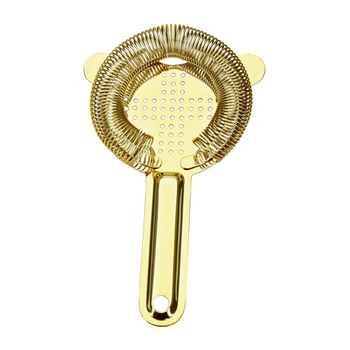 Cocktail Strainer, Stainless Steel Bar Strainer, Bar Tool Drink Strainer with Wire Spring for Professional Bartenders and Mixologists (1, Gold)