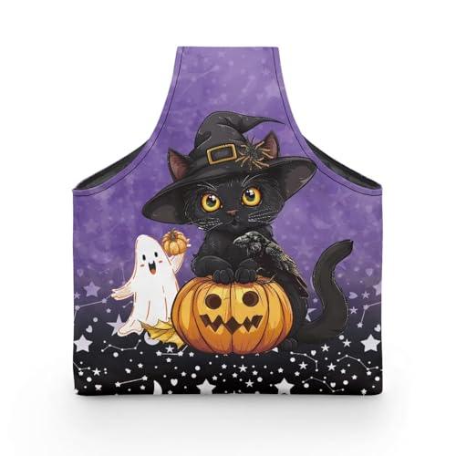 Image of KUIFORTI Cat Yarn Bag, Pumpkin Knitting Crochet Bag, Ghost Yarn Storage Bag Organizer, Halloween Gifts for Women Wrist Bag, Yarn Tote Bags for Crocheting, Holding Yarn, Knitting Needles, Large Size
