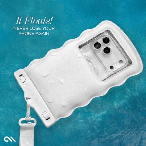 Image of Case-Mate Wavy IP68 Large Waterproof Phone Pouch - Ivory Twinkle | Hidden Pocket for Card /Cash - Floating Mobile Cover w /Crossbody Lanyard - Fits All Phones - Travel Accessory for Beach & More