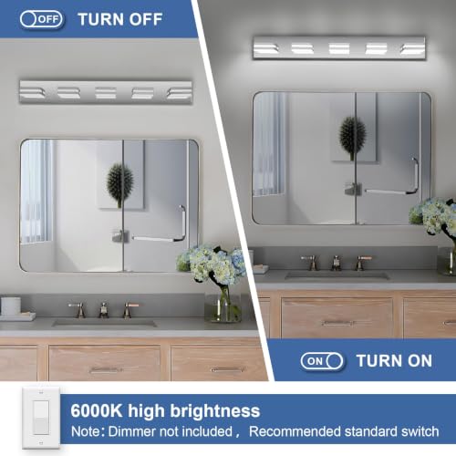 Image of Modern LED Stainless Steel Chrome Acrylic Bathroom Lights Fixtures 5-Light