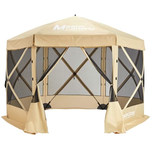 MASTERCANOPY-Portable-Screen-House-Room-Pop-up-Gazebo-Outdoor-Camping-Tent-with-Carry-Bag12x12-Beige