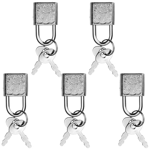 5 Pack Mini Diary Padlock, Small Locks with Keys, Tiny Luggage Locks for Travel, Journal, Jewelry, Backpack, Boxes (Square, 5)