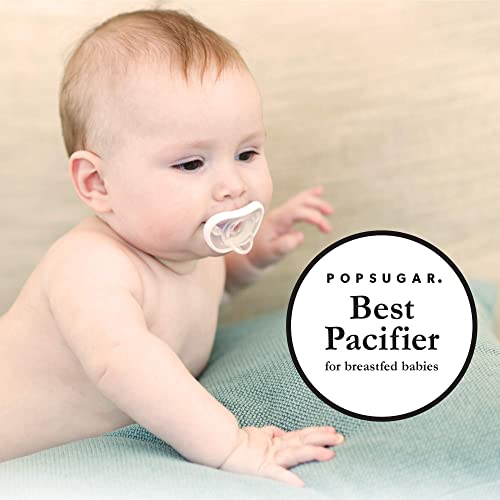 Nanobebe Baby Soothers 0-3 Month - Orthodontic, Curves Comfortably with Face Contour, Award Winning for Breastfeeding Babies, 100% Silicone - BPA Free. Perfect Baby Gift 2pk, White - Image 7