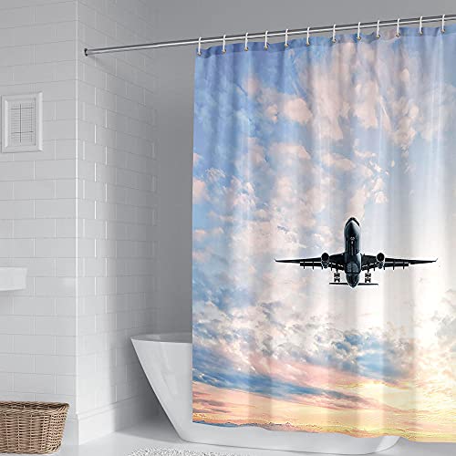 ZDDWLDL 4-Teilig Duschvorhang Set Mit Rutschfesten Teppichen Toilettendeckel Und Badematte Wasserdicht Farbfest Schimmel… – Bild 5