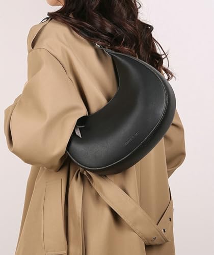 Trendy Vegan Leather Shoulder Bags for Women Small Crescent Tote Purse Handbags Casual Design Underarm Satchels2