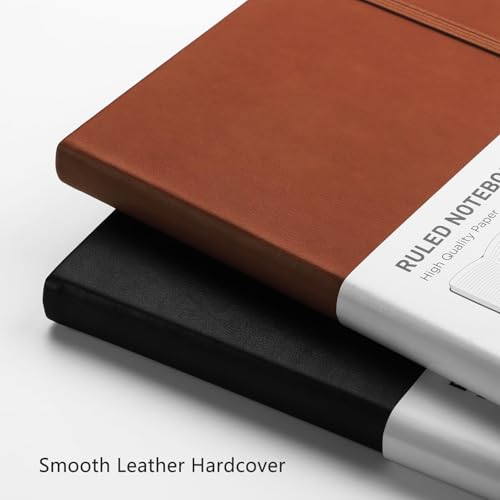 RETTACY Lined Journal Notebook, 192 Numbered Pages, A5 Medium Size (5.7'' x 8.3''), for Men & Women, Journaling, Writing, Work & Office, Leather Hardcover, 100 GSM Thick Paper (Brown) - Image 5