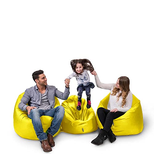 Sitzsack BuBiBag 2-in-1 Funktionen mit Füllung Sitzkissen Bodenkissen Kissen Sessel BeanBag (100 cm Durchmesser, gelb) - 6