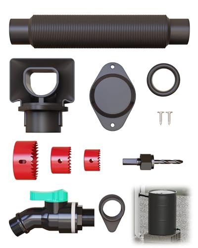 Rain Barrel Diverter Kit Rain Barrel Downspout Spigot Diverter Kit for Rectangular Downspouts Include Spigot and Diverter kit Easily Turn Containers into Rain Barrels (with Hole Saw Set)