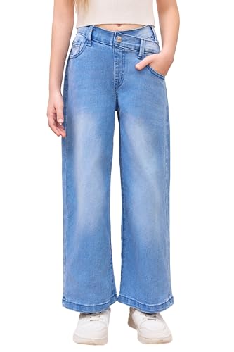 Haloumoning Mädchen Jeanshose Hohe Taille Flare Denim Hose...