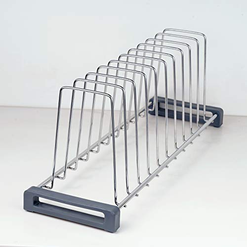 Image of LAPO 20 inch Stainless Steel Multipurpose Kitchen Plate Rack, Thali Rack, Dish Rack Stand, 10 Sections- Chrome Finish- Height-8 Inch (20 Inch Rack for 22 Inch Tandem Box) Pack of 1