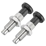 PATIKIL Push Fit Ball Nose Spring Plunger, 2 Pcs M12x1.75 Spring Return Knob Plunger 304 Stainless Steel Retractable Coarse Thread Index Plunger for Industrial Equipment