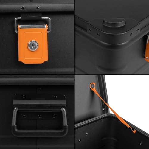 Alubox Alukiste abschließbar E31B - Premium Aluminium Lagerbox 31 Liter - Deckel mit Aluminium Druckguss Stapelecken und Gummidichtung - inklusive Schlösser - schwarz lackiert