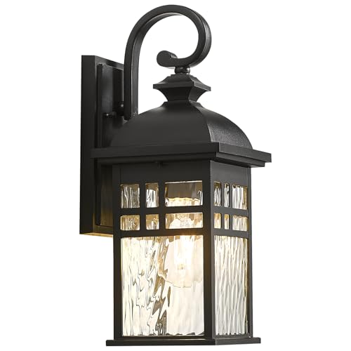 Outdoor Wall Lamps Exterior Lighting Fixtures 22 Inch Height Porch Light with Water Ripple Glass E26 Socket