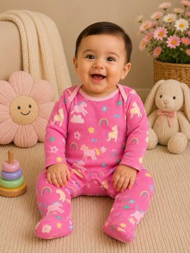 Image of EIO 100% Cotton Rompers Sleepsuits Jumpsuit Night Suits for Infants Newborn Baby Boys & Girls