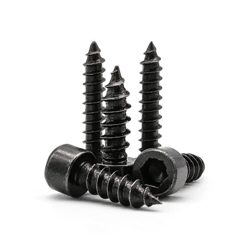 Image of By inchVP INDUSTRIES inch (Pcs-25) No.12x35 mm Allen Socket Cap Head Self-Tapping Screw - Black Zinc Furniture Bolt for Wood Boards, Cabinets, Cupboards & Chairs