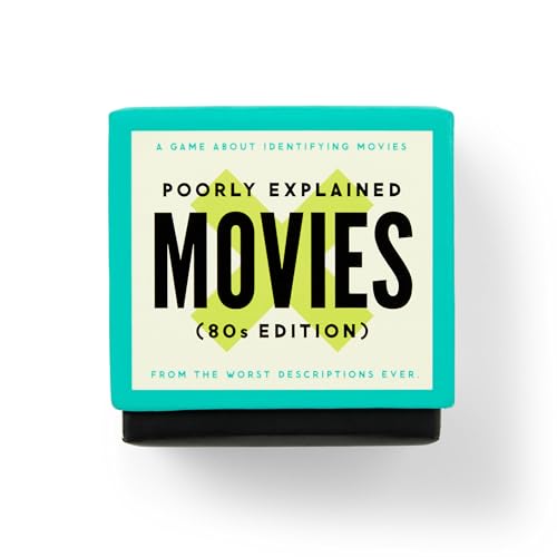 Brass Monkey Poorly Explained Movies – 80s Edition Party Game with 300 Cards Featuring Uniquely Terrible Descriptions of Movies, Suitable for 2-8 Players