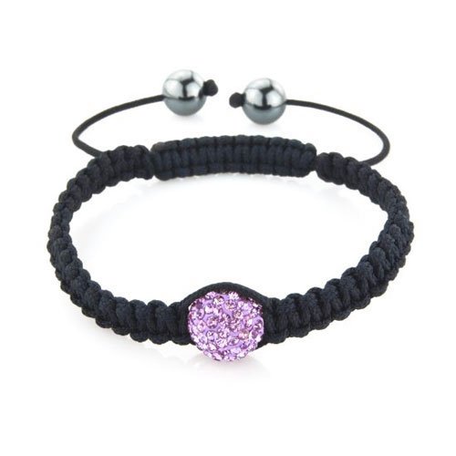 Cristal de alta calidad con seda de la correa de la pulsera de la amistad y de un solo cristal checo bola en lila