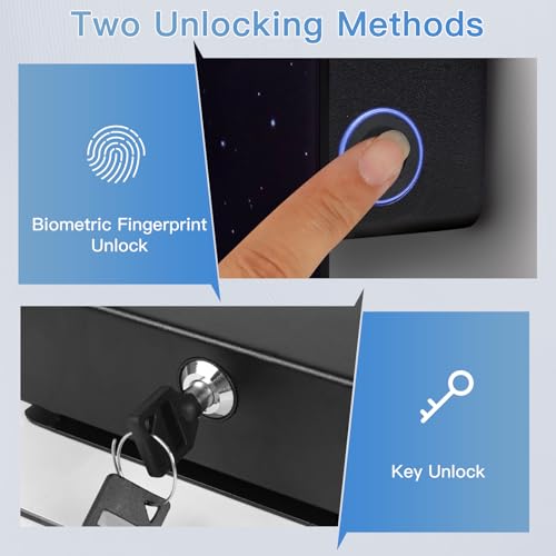 Image of Biometric Hidden Gun Safe fits 2 pistols,Quick Access Wall Gun Safe