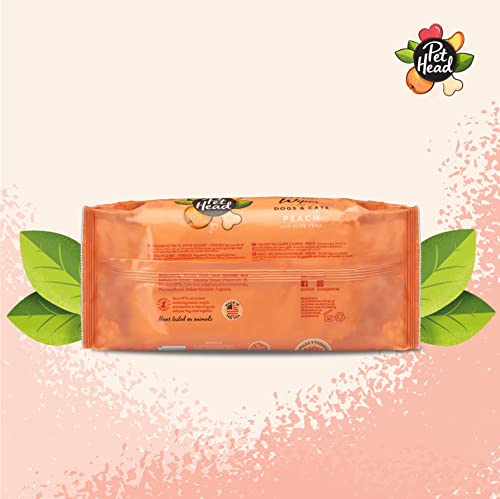 Image of Pet Head Quick Fix Paw and Body Wipes for Cats and Dogs | Peach Scent with Aloe Vera | Biodegradable Pet Hygiene Cleaning Wipes | pH-Neutral | Vegan | for an Easy & Speedy Freshen-Up | 160 Pack