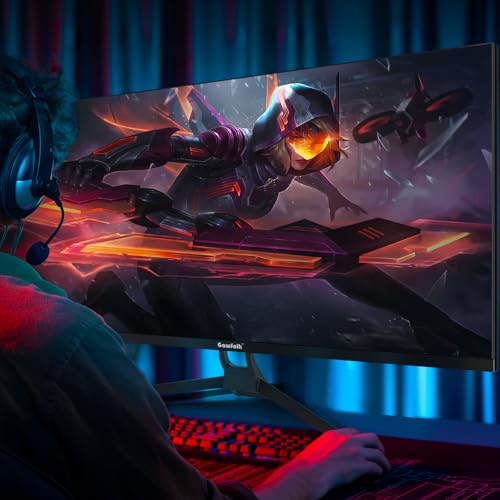 Image of Gawfolk Gaming Monitor 34 inch IPS 120Hz, Ultrawide PC Screen 2560x1080P Ultra-Thin Zero Frame Computer Display for Home Office Business, DP, HDMI, Wall-Mounted, Black