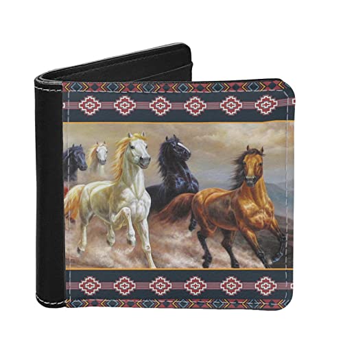 Coldinair Running Horse Print Bifold Wallet for Men PU Leather RFID Blocking Credit Card Holder Slim Wallets