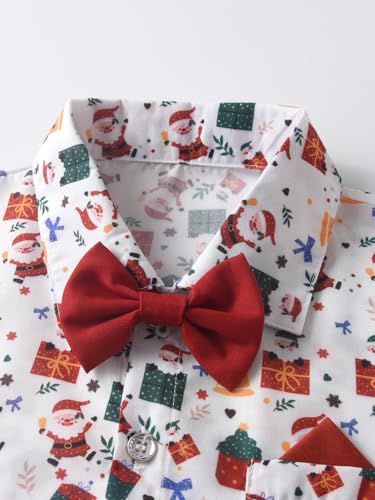 Image of Boarnseorl Baby Boys Pants Sets, Infant Long Sleeve Shirt + Pants + Bow Tie + Suspenders Outfits
