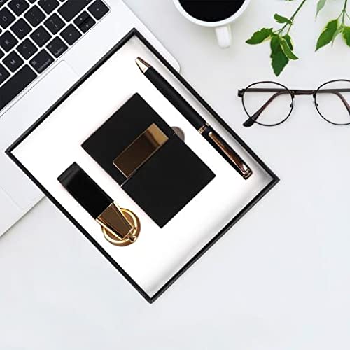 Image of Gift Set with Metal Pen, Magnetic Debit /Credit Card Holder and Metal Leather Keychain | Men Gift Set Combo | Gifts for Men Birthday Special Unique I Men Gift Ideas (Black)