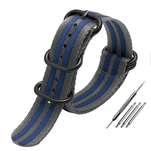 Bracelet montre nylon 22mm 007 en toile souple anti-irritation