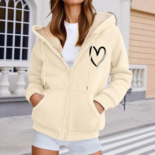 Sudadera con capucha unisex beige M de forro polar con cremallera 2