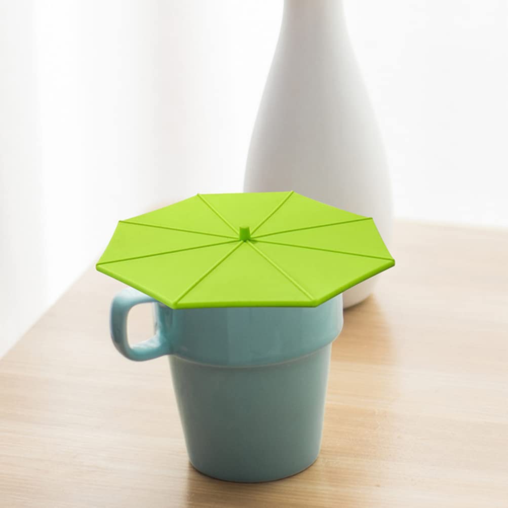 BESTonZON 5 Stücke Silikon Tasse Deckel Becher Abdeckungen Regenschirm Glasabdeckung Anti Becherdeckel Tassendeckel Silikondeckel für Tassen Becher Trinkgläser Schüssel