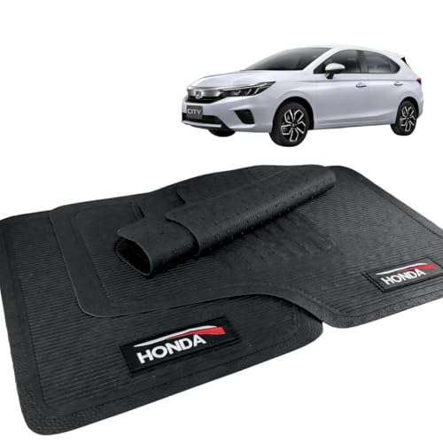 Jogo de Tapete Borracha Para Carro Automotivo Compatível com Honda Com Logo 5 Peças Bordado Personalizado Lavável Durável Resistente Vários Modelos (City Hatch 2022/2025)