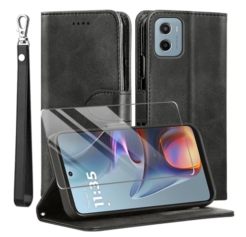 MQERYBV Coque pour Motorola Moto G15,avec Verre trempé Protection écran,Antichoc TPU Housse en Cuir PU Portefeuille Etui [Béquille] [Fentes pour...