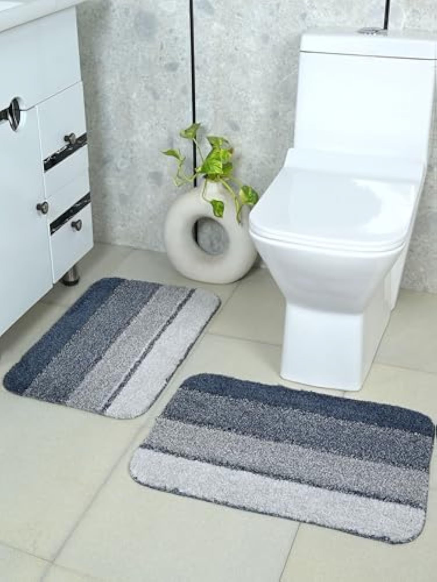 Micro Soft Anti Skid Bathmat 2Pc, Blue
