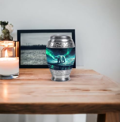 Image of Polar Bear Burial Urn for Ashes - Urns for Adult Male & Female - Memorial Ashes Urn - Cremation Burial Urns - Urn for Adult Ashes - 3 Inch Pack of 1 - Funeral Urns for Ashes