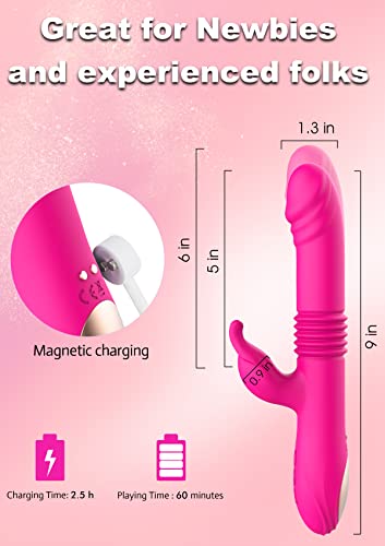Thrusting Rabbit Vibrator Dildo For Women, Clitorals Stimulator G Spot Vibrator Sex Toy With 6 Thrusting 21 Vibrations For Woman Couples, Waterproof Adult Sex Toys #TOP5